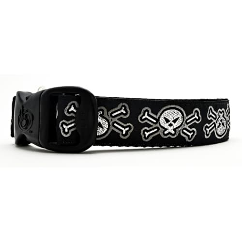 Silver & Black Badass Skull & Bones Dog Collar