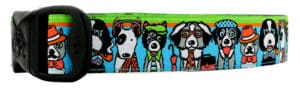 Hipster Dog Collar with Cool Dogs