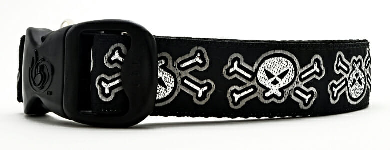 Black & Silver Gothic Skulls Dog Collar